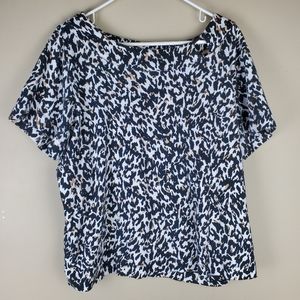 Rafaella Animal Print Short Sleeve Top - Size 3X